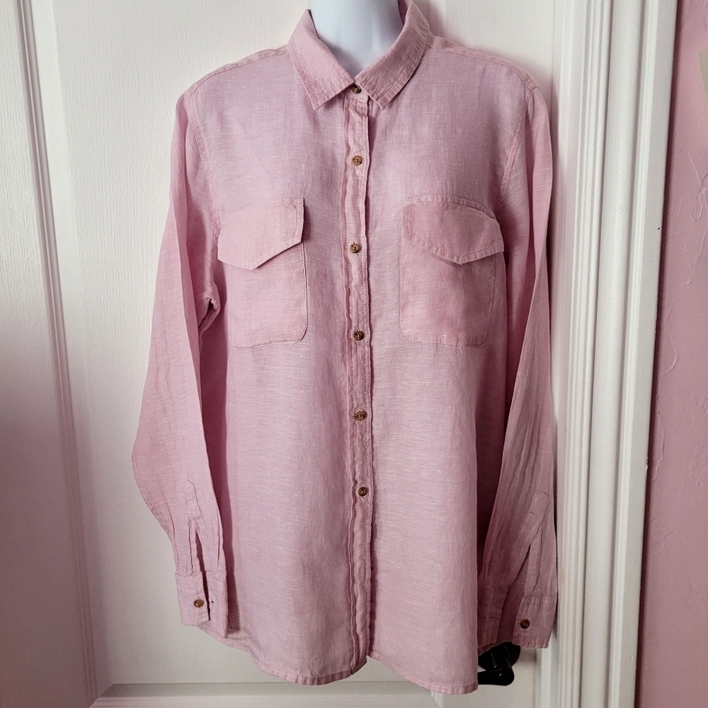 Joe Fresh Women's Linen Blouse Pink Large